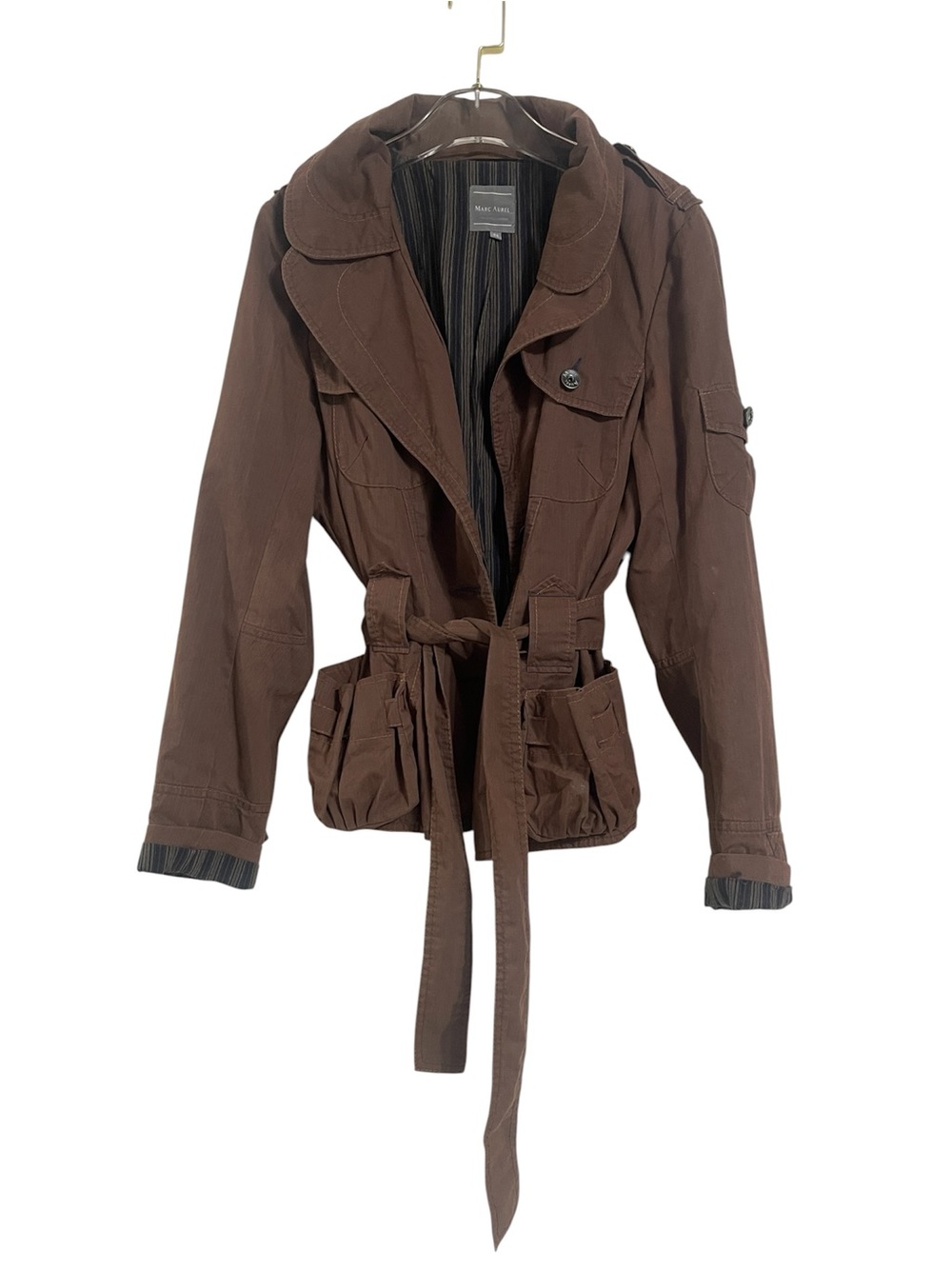 Marc Aurel Brown Utility Jacket with Waist Tie